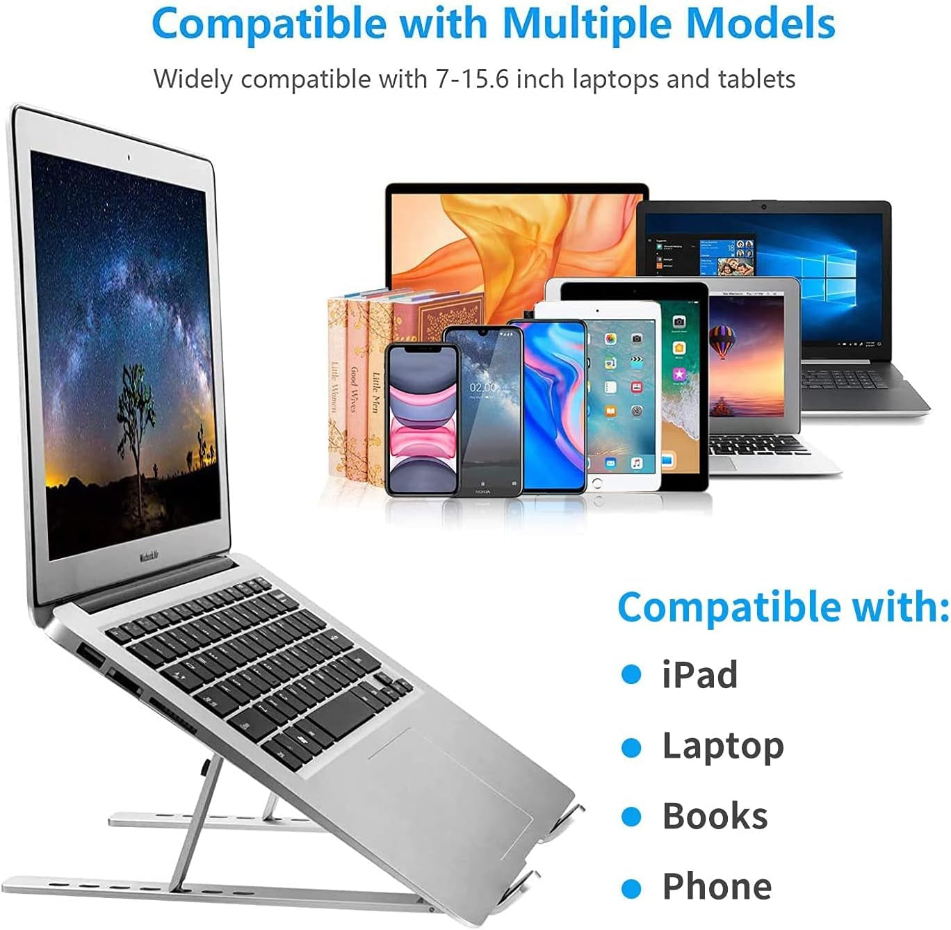 Adjustable Foldable Aluminum Laptop Stand with Carry Pouch – Portable Ergonomic Notebook Holder