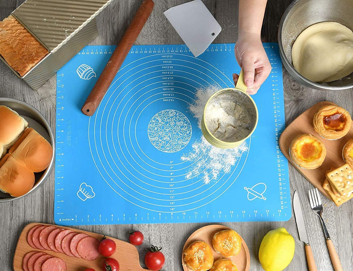 Large Non-Stick Silicone Dough Rolling Mat with Measurement Guide – Big Size Roti, Pizza & Pastry Baking Mat
