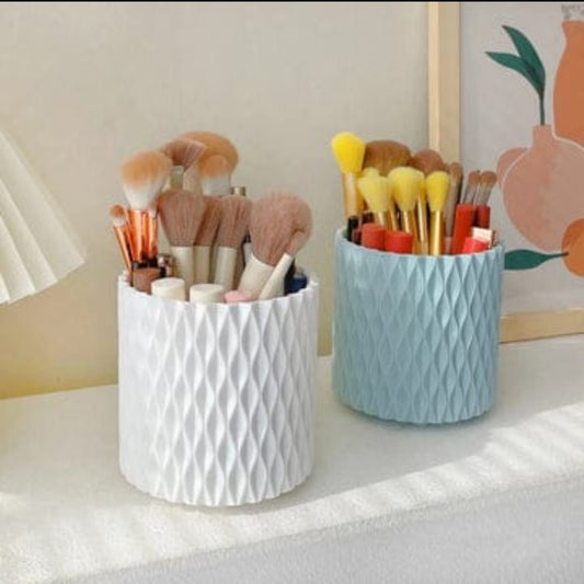 White Makeup Brush Holder Organizer – Cosmetic Storage Cup for Vanity & Dressing Table