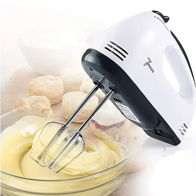 7-Speed Electric Hand Mixer – Scarlett Kitchen Beater with Stainless Steel Whisks & Dough Hooks for Baking
