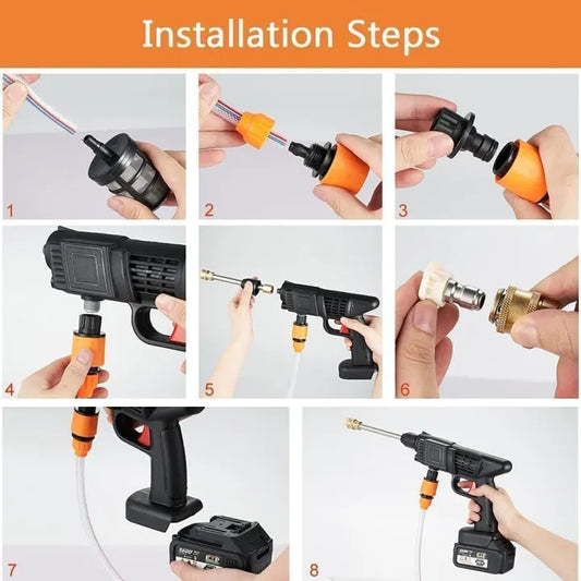 Cordless Pressure Washer Gun – Portable High Pressure Water Spray Gun with Battery, Hose & Multi Nozzle Kit for Car Wash & Home Cleaning