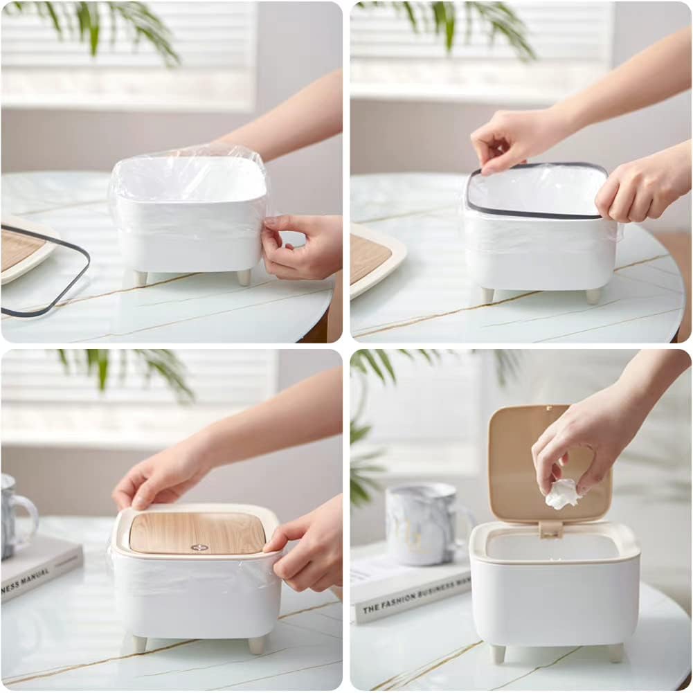 Mini Desktop Dustbin – Compact Table Trash Can with Flip Lid