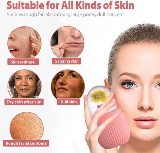 Silicone Ice Roller for Face – Reusable Facial Cooling Massage Tool for Skincare Routine