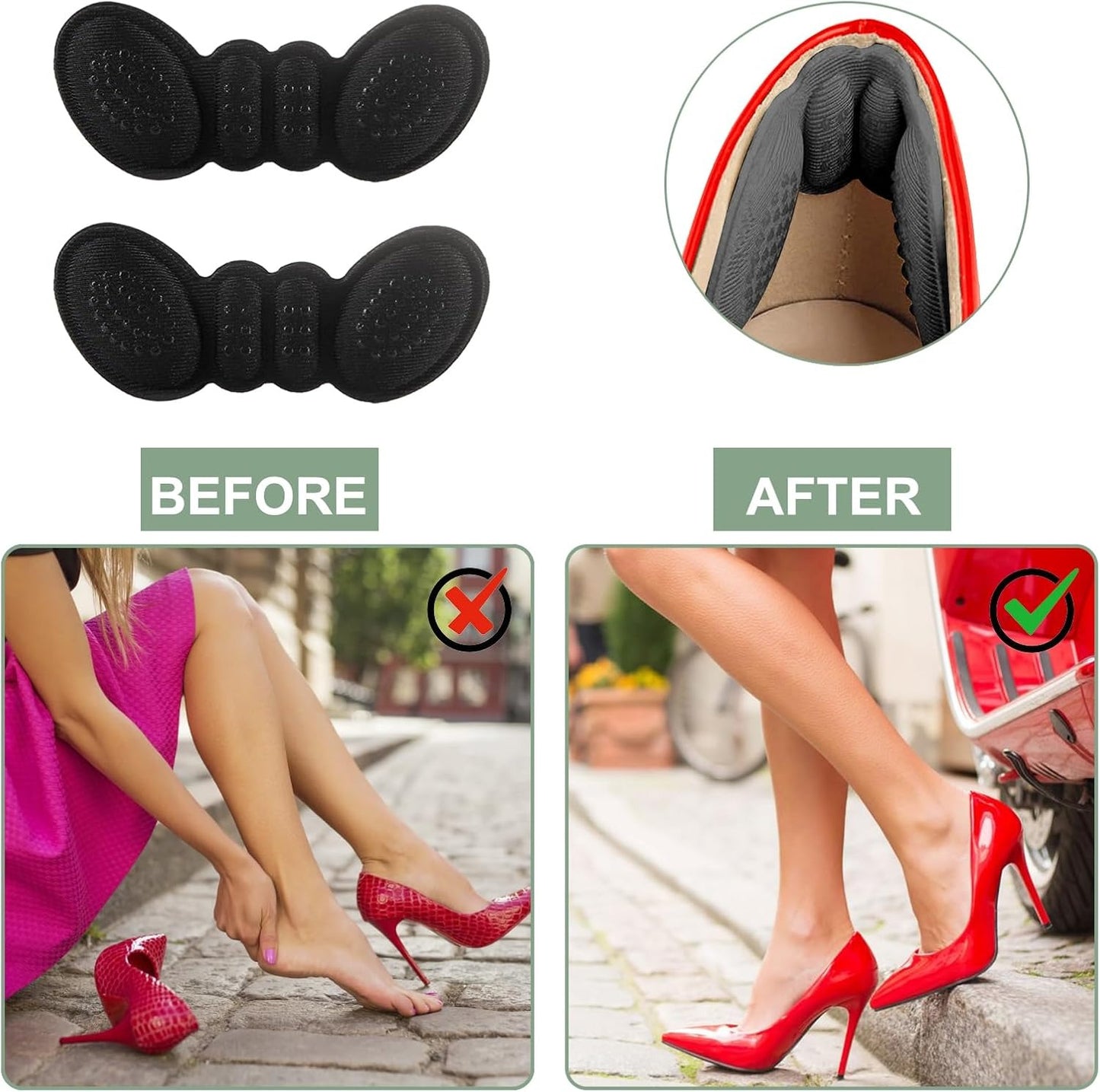 Anti-Slip Soft Heel Cushion Insoles – Gel Heel Grip Pads for High Heels & Daily Shoes (1 Pair)