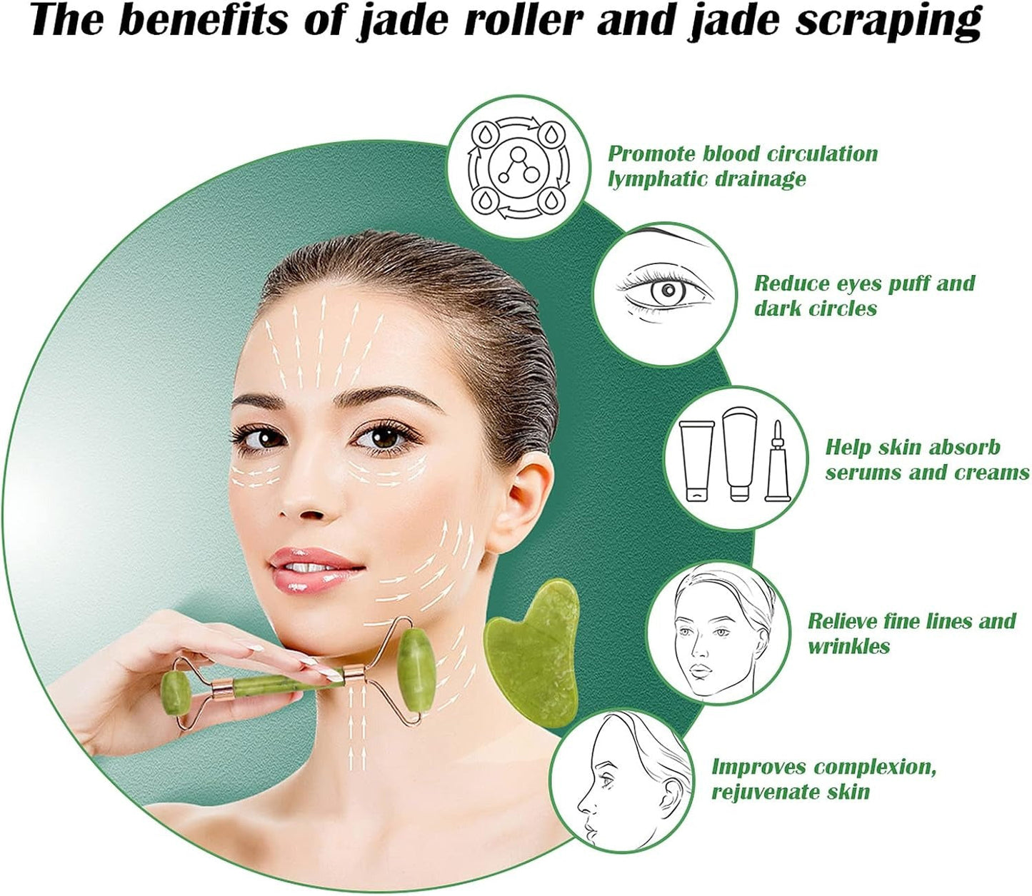 Jade Roller & Gua Sha Facial Massage Tool Set