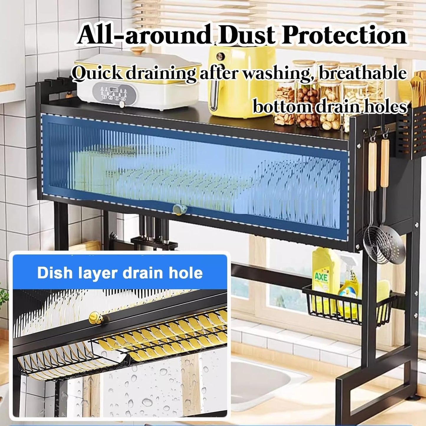 Multi-Functional Kitchen Sink Storage Rack – Over Sink Dish Drying Rack with Utensil Holder