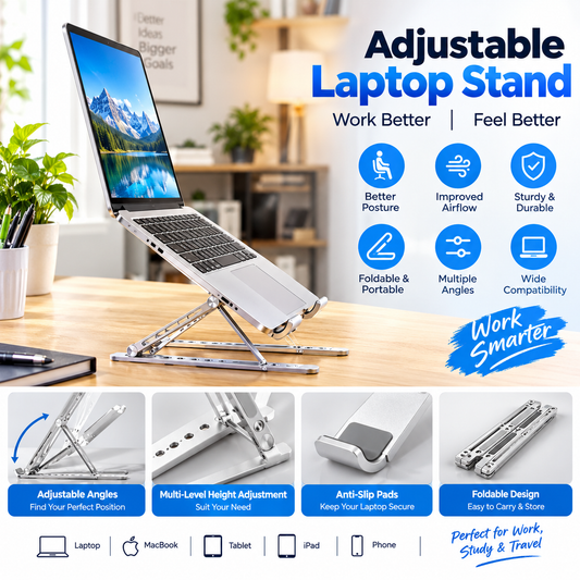 Foldable Adjustable Aluminum Laptop Stand With Free Shipping