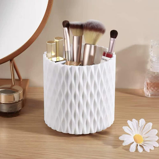 White Makeup Brush Holder Organizer – Cosmetic Storage Cup for Vanity & Dressing Table
