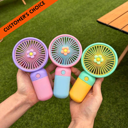 Mini Portable Handheld Rechargeable Fan | 3 Speed Pocket Fan with Adjustable Airflow for Home, Office & Travel