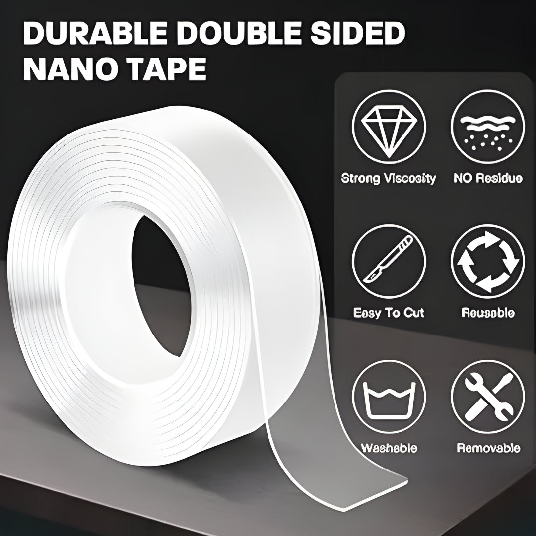 Nano Double-Sided Adhesive Tape – Transparent Reusable Strong Grip Tape for Home & Office Use