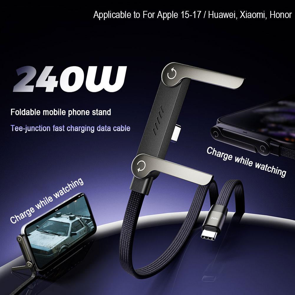 240W Type-C Fast Charging Cable & Double-Sided Silicone Suction Phone Holder – 2-Piece Mobile Essentials Set