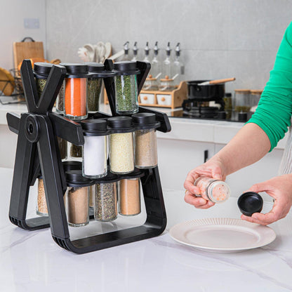Ferris Wheel Spice Rack Organizer – 360° Rotating Kitchen Seasoning Holder with Glass Jars