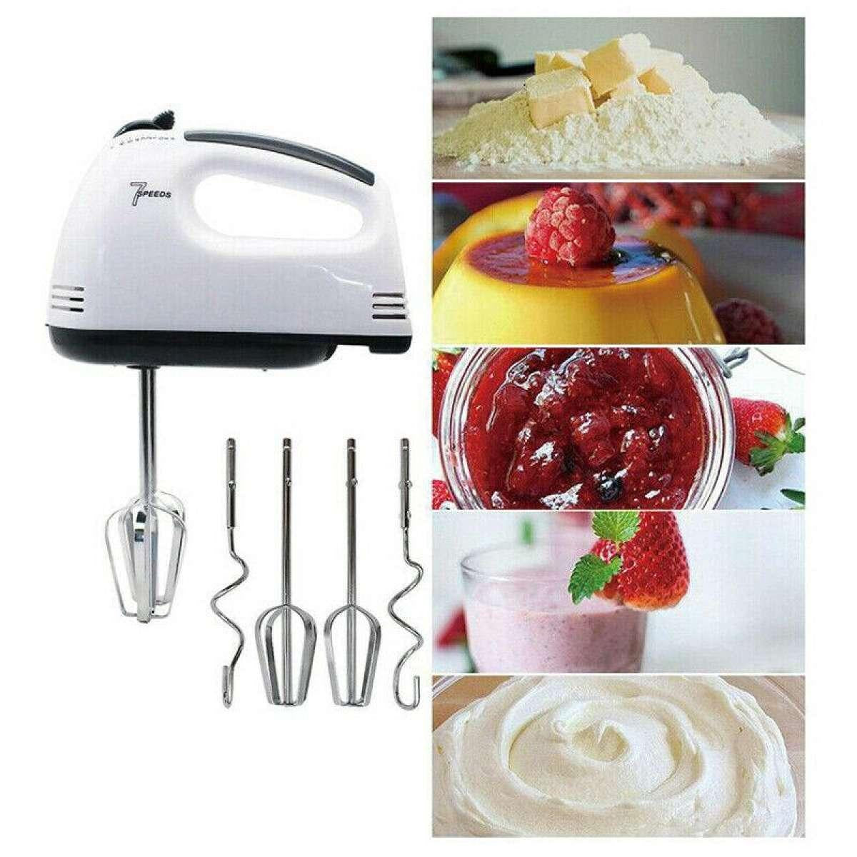 7-Speed Electric Hand Mixer – Scarlett Kitchen Beater with Stainless Steel Whisks & Dough Hooks for Baking