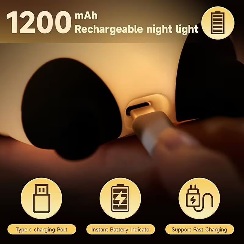 Panda LED Desk Lamp – Rechargeable Touch Control Night Light for Kids & Bedroom