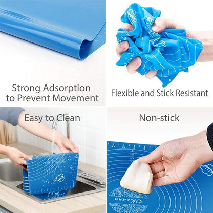 Large Non-Stick Silicone Dough Rolling Mat with Measurement Guide – Big Size Roti, Pizza & Pastry Baking Mat