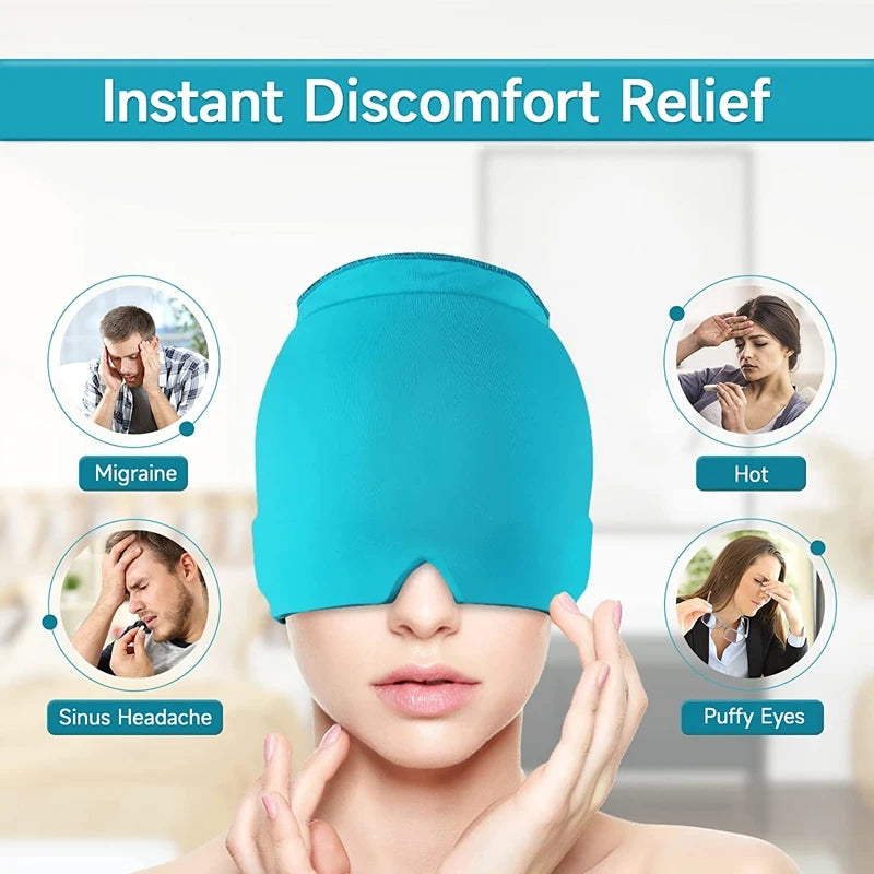 Cooling Gel Migraine Relief Cap – Reusable Hot & Cold Therapy Headache Relief Mask - Free Shipping