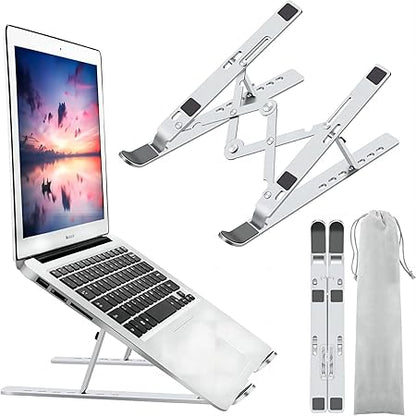 Adjustable Foldable Aluminum Laptop Stand with Carry Pouch – Portable Ergonomic Notebook Holder