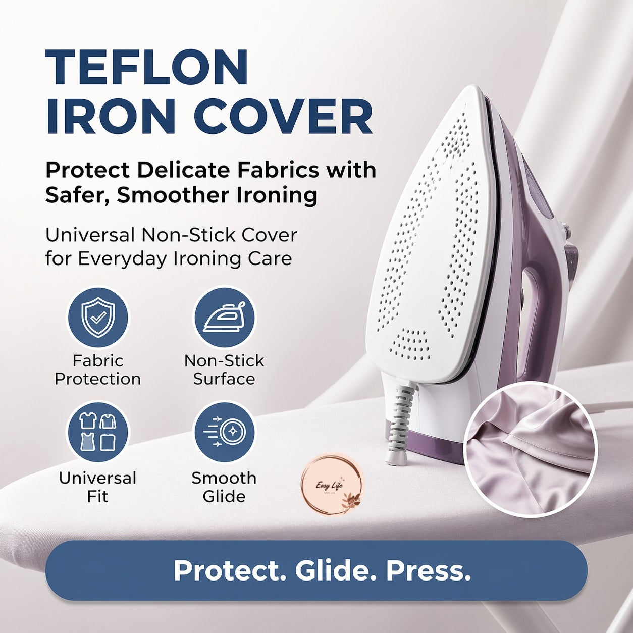 Teflon Iron Cover Protector for Steam Irons – Reusable Non-Stick Soleplate Cover Heat Resistant Ironing Shoe