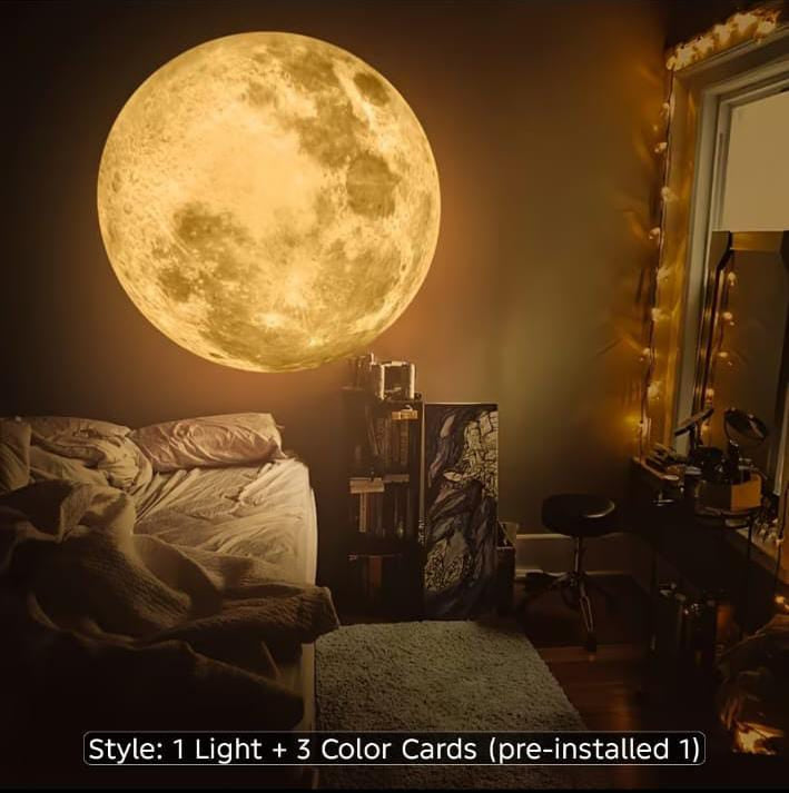 USB Moon Projection Lamp – 3D Moon Night Light with 3 Color Projection Cards - Free Shipping