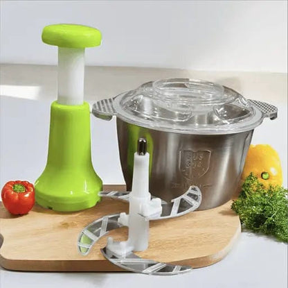 2L Stainless Steel Push Chopper – Manual Hand Press Vegetable & Meat Chopper