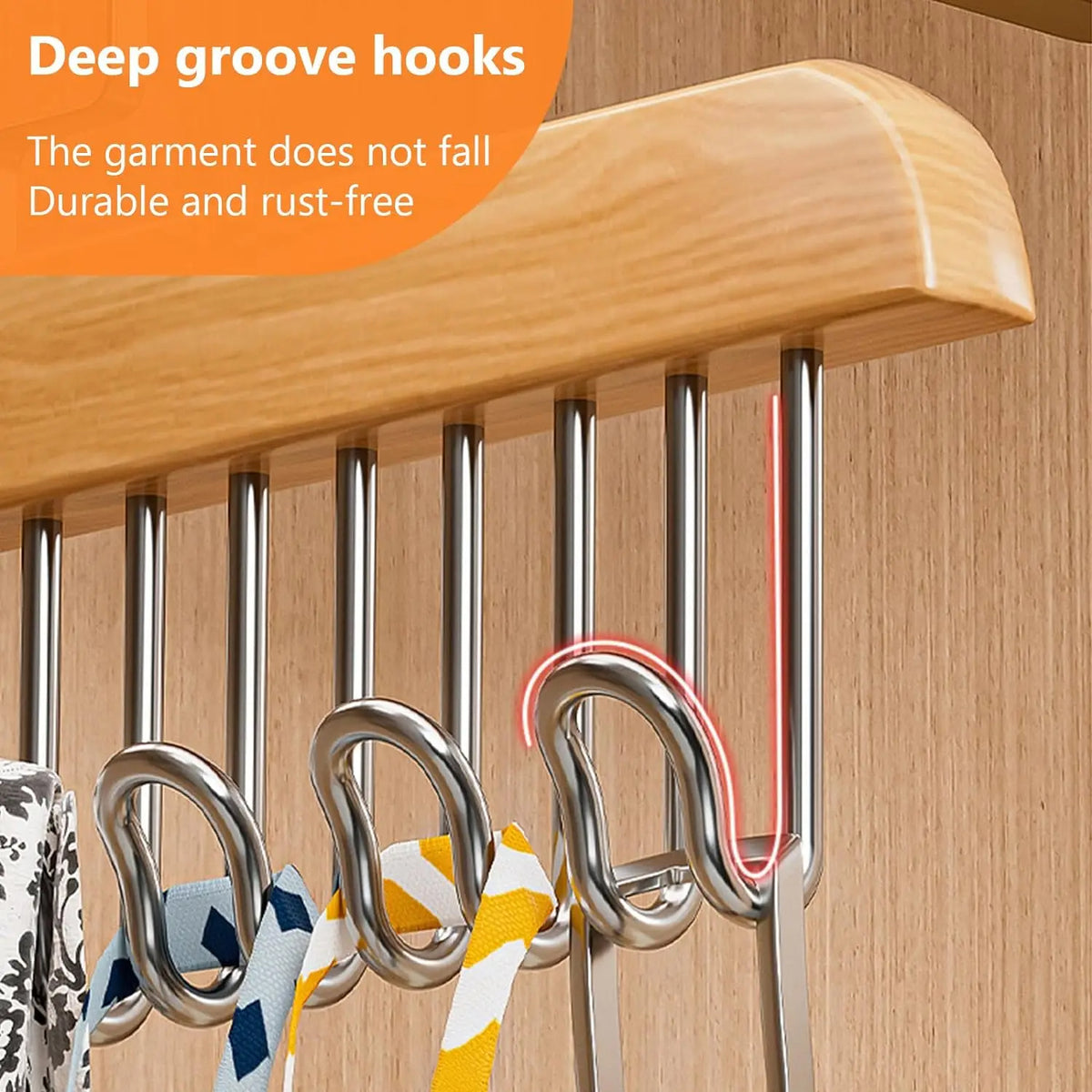 Pack of 2  – 8 Hooks Wooden Hanger Organizer – | Free Shipping