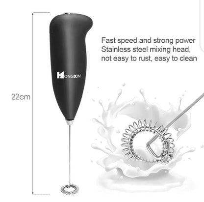 Handheld Electric Milk Frother – Battery Operated Coffee Foam Maker with Stainless Steel Whisk