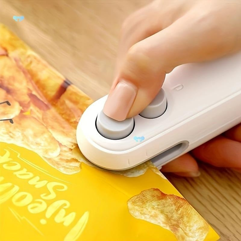 2-in-1 Portable Heat Sealer & Cutter – Rechargeable Food Bag Sealing Machine