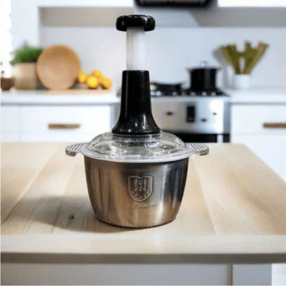 2L Stainless Steel Push Chopper – Manual Hand Press Vegetable & Meat Chopper