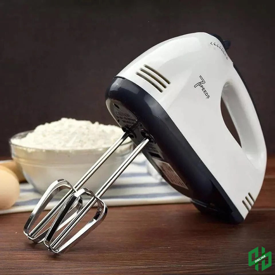7-Speed Electric Hand Mixer – Scarlett Kitchen Beater with Stainless Steel Whisks & Dough Hooks for Baking