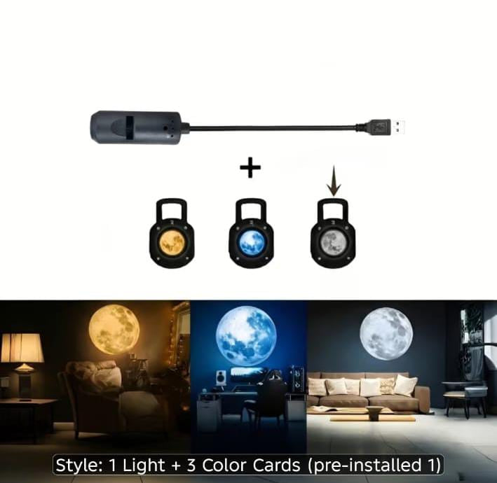 USB Moon Projection Lamp – 3D Moon Night Light with 3 Color Projection Cards - Free Shipping