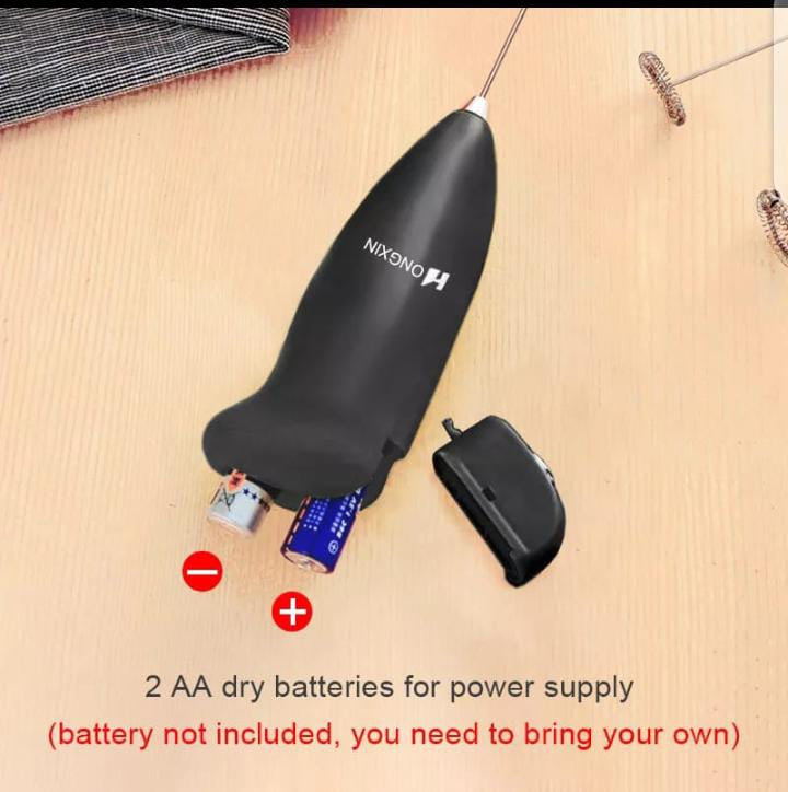 Handheld Electric Milk Frother – Battery Operated Coffee Foam Maker with Stainless Steel Whisk
