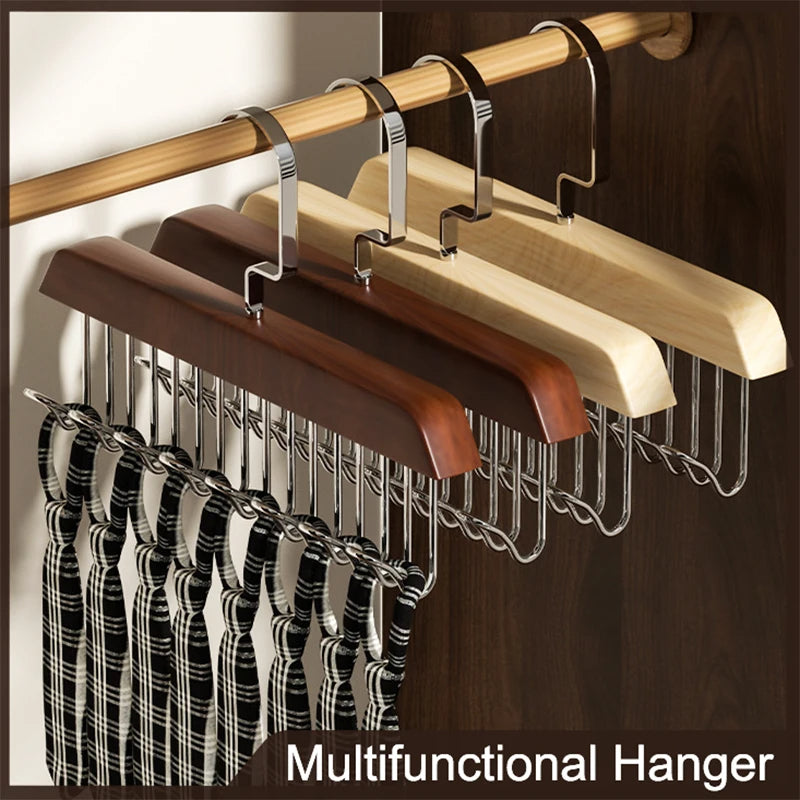 Pack of 2  – 8 Hooks Wooden Hanger Organizer – | Free Shipping