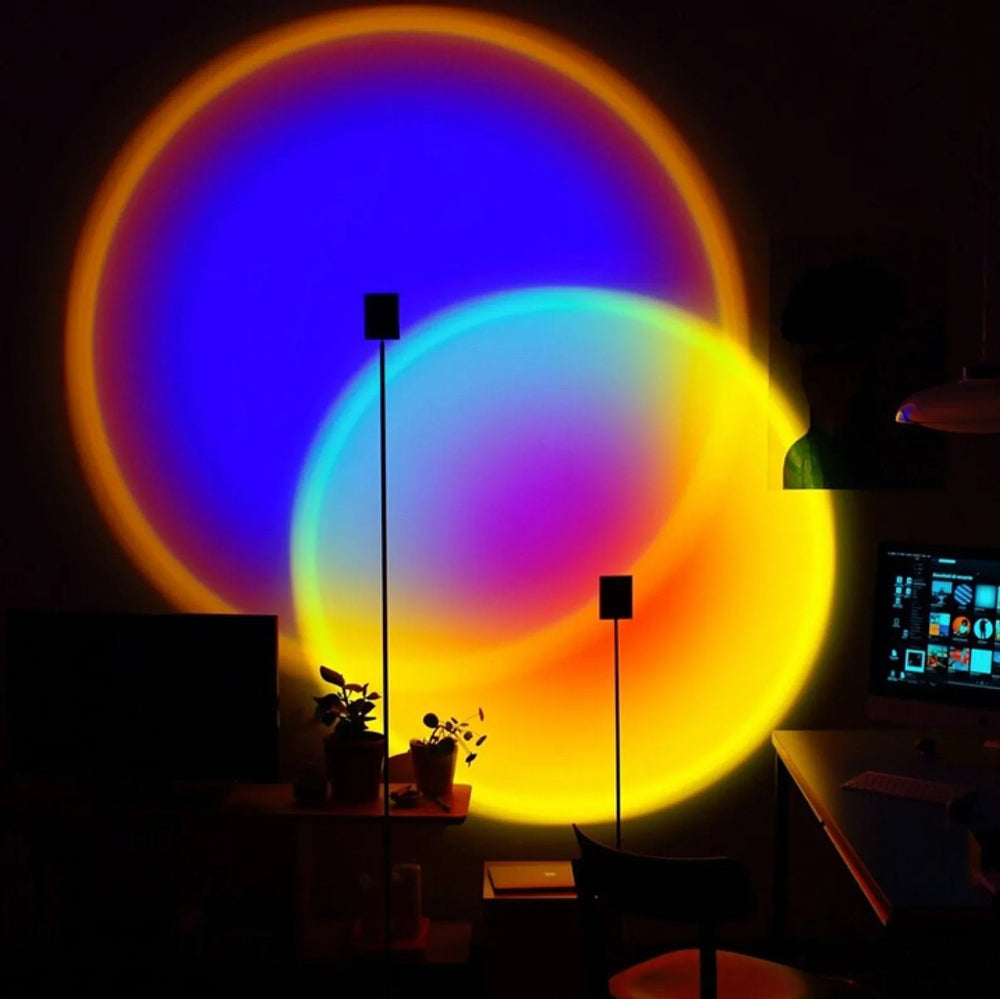 2-in-1 Moon & Sunset Lamp Deal | 3D Crystal Moon Lamp + Sunset Projection Lamp
