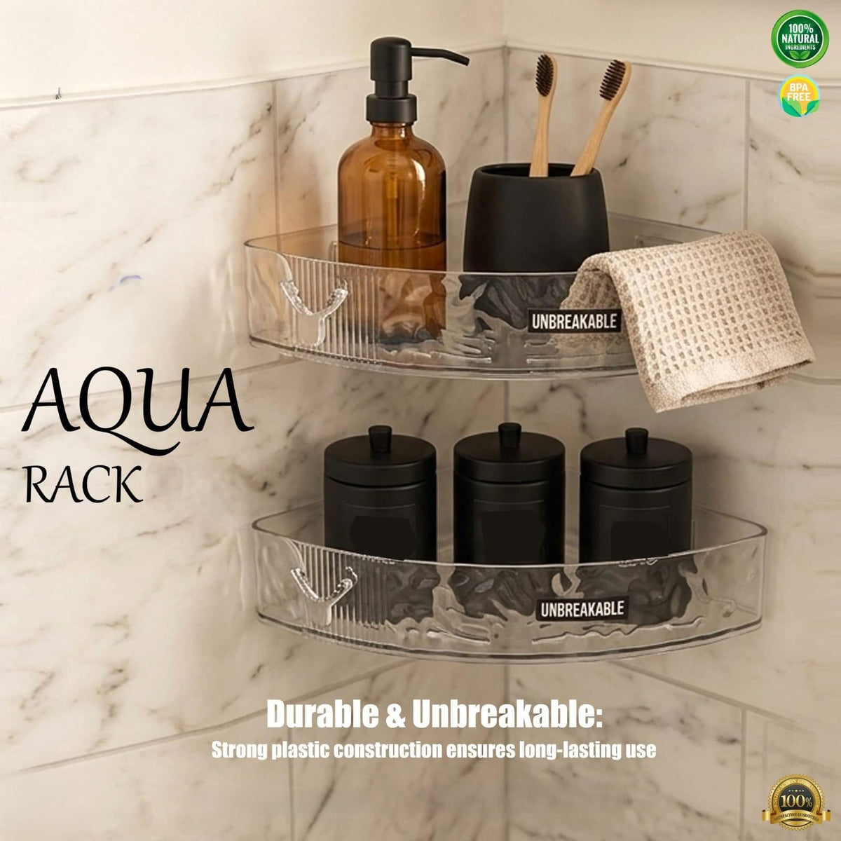 Luxury Suction Shelf – Wall Mounted Corner Shower Organizer | Free Shipping