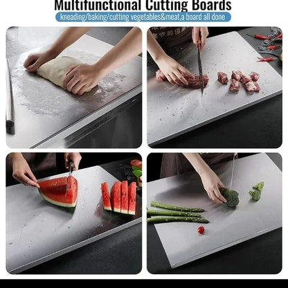 Stainless Steel Cutting Board – Double-Sided Heavy Duty Chopping Board for Meat, Vegetables & Kitchen Food Preparation