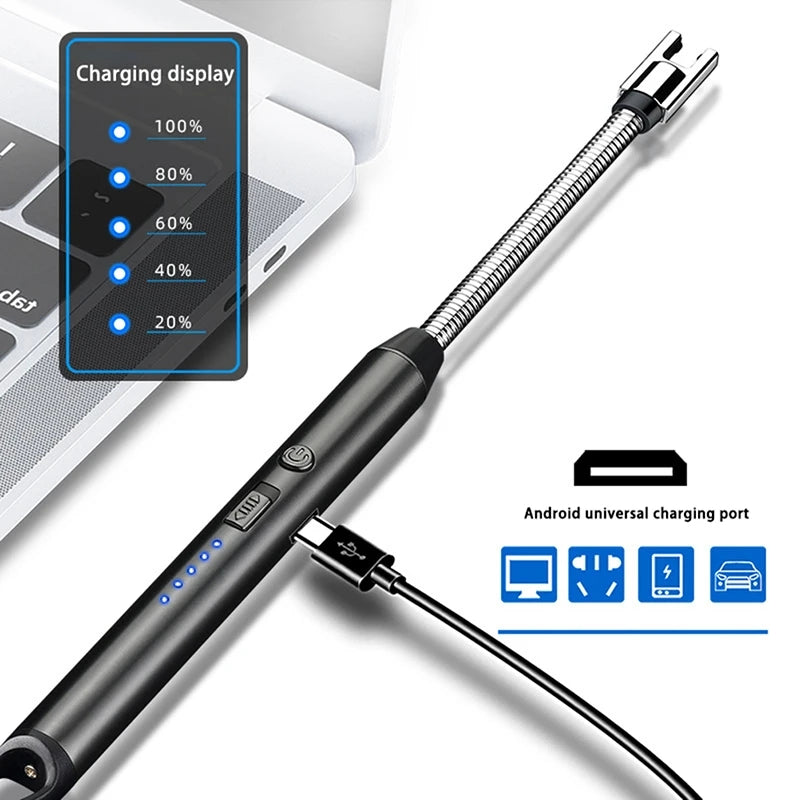 USB Rechargeable Electric Arc Lighter with 360° Flexible Neck – Wind-Resistant BBQ & Kitchen Lighter