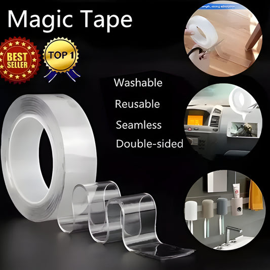 Nano Double-Sided Adhesive Tape – Transparent Reusable Strong Grip Tape for Home & Office Use