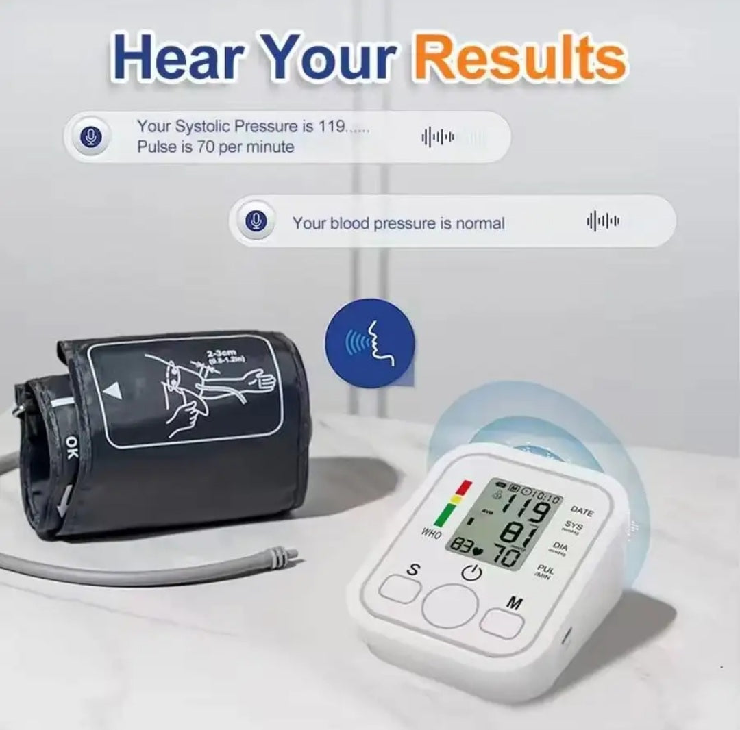 Digital Blood Pressure Monitor for Home Use – Automatic Upper Arm BP Machine with Large LCD Display