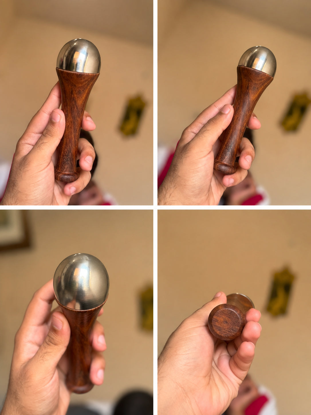 Kansa Wand Face & Body Massager – Traditional Metal Massage Tool with Wooden Handle