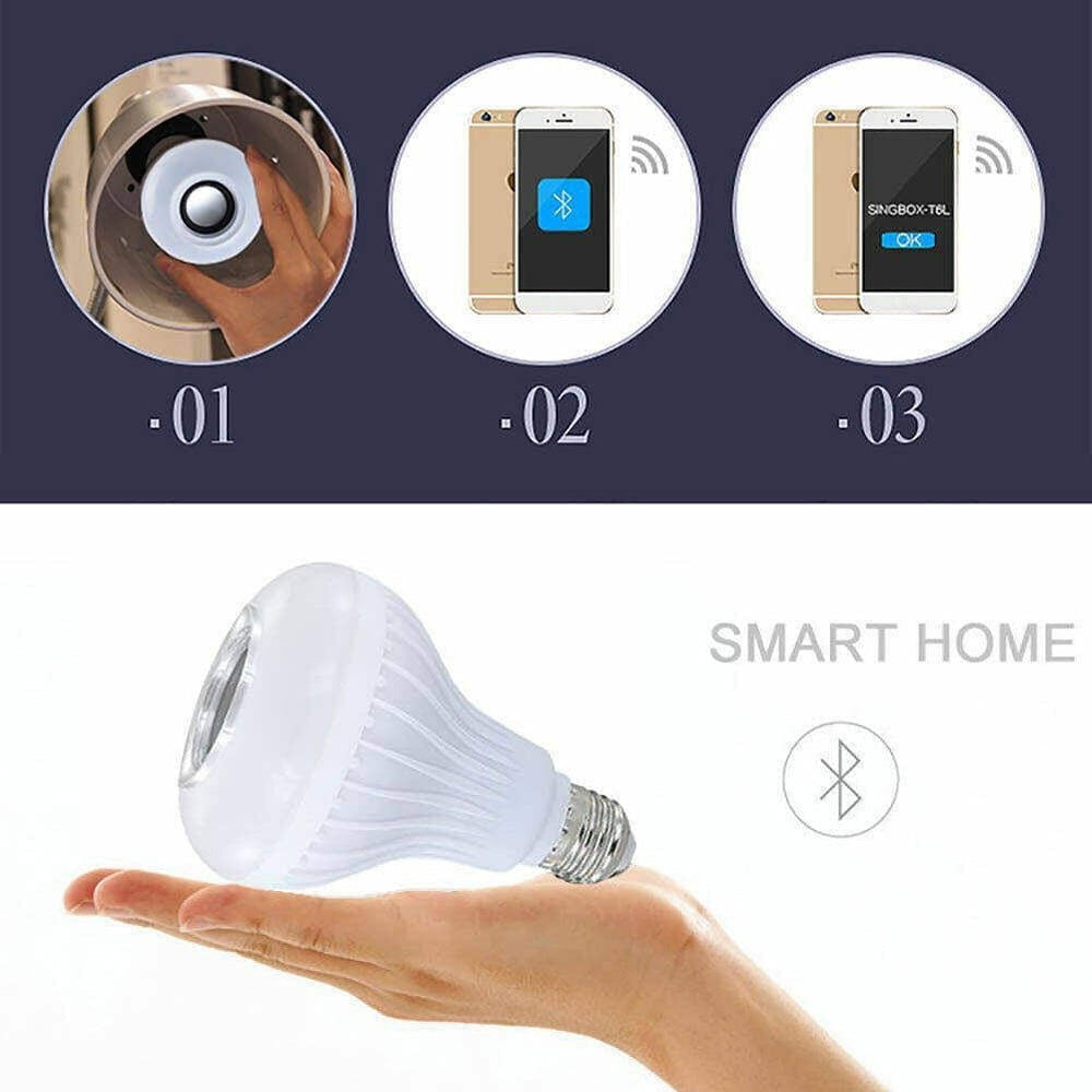 Bluetooth RGB LED Music Bulb Speaker – Wireless Color Changing Light with Built-in Bluetooth Audio Speaker