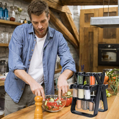 Ferris Wheel Spice Rack Organizer – 360° Rotating Kitchen Seasoning Holder with Glass Jars