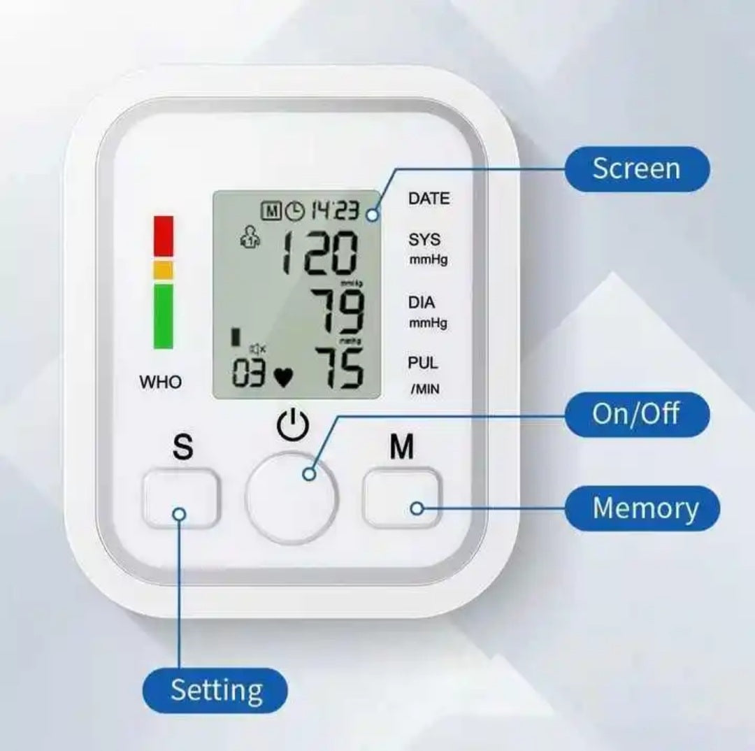 Digital Blood Pressure Monitor for Home Use – Automatic Upper Arm BP Machine with Large LCD Display