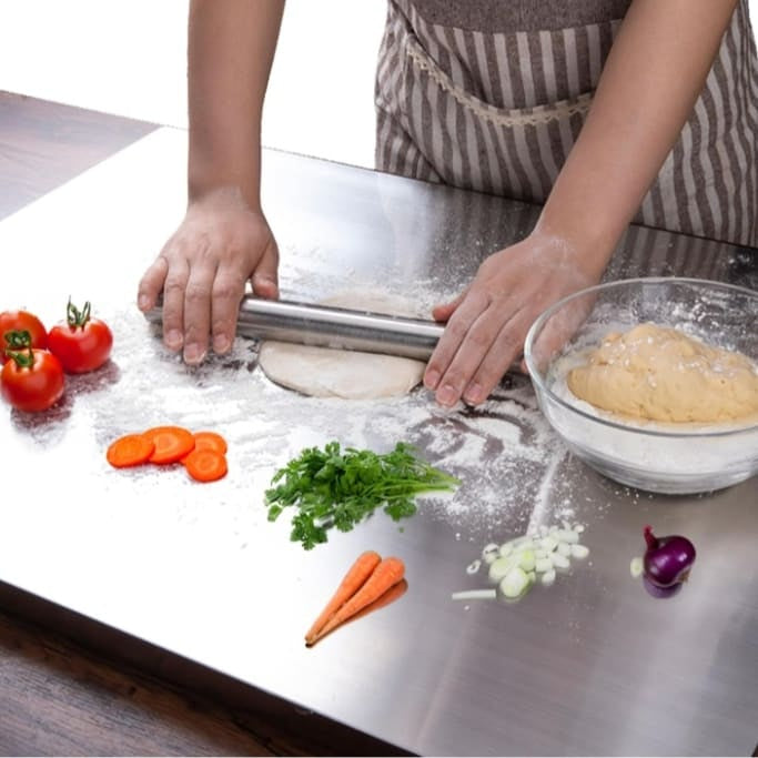Stainless Steel Cutting Board – Double-Sided Heavy Duty Chopping Board for Meat, Vegetables & Kitchen Food Preparation