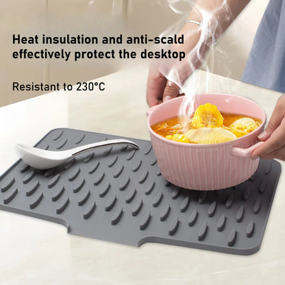 Silicone Sink Drying Mat with Drain Spout – Anti-Slip Kitchen Dish Drying Mat for Countertop