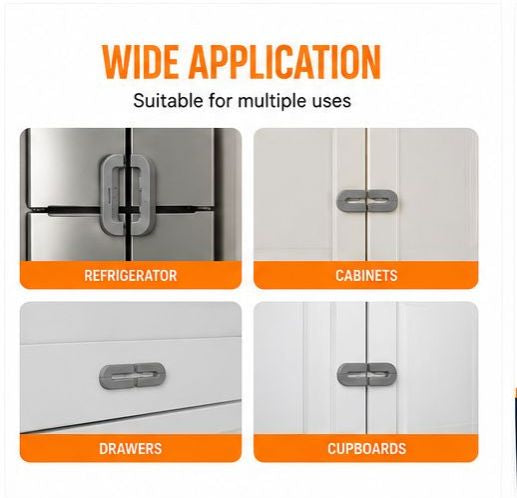 Refrigerator Safety Lock – Child Proof Fridge Lock, Cabinet & Drawer Lock