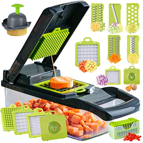 Multi-Functional Vegetable Chopper – Manual Food Cutter with Interchangeable Blades & Container