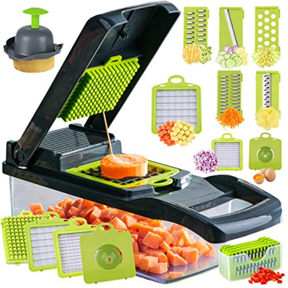 Multi-Functional Vegetable Chopper – Manual Food Cutter with Interchangeable Blades & Container