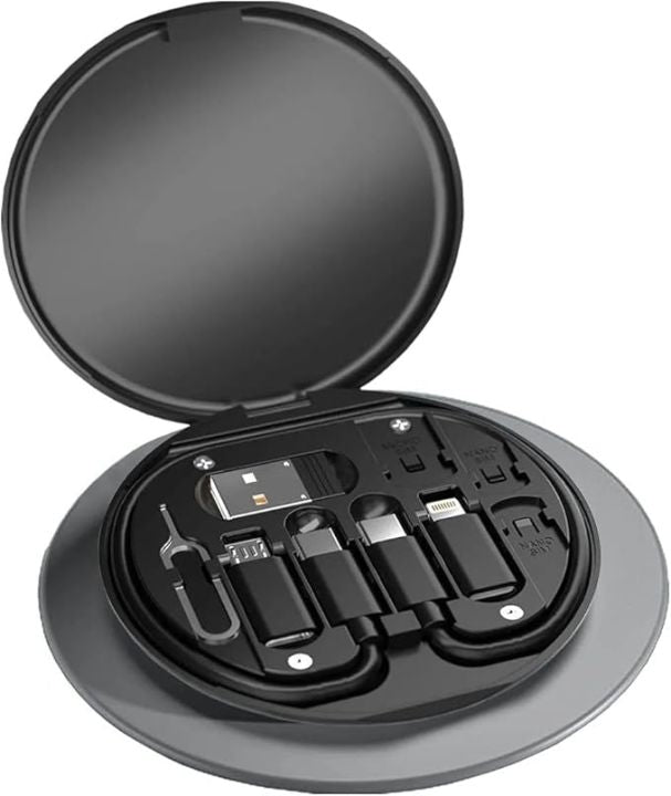5 in 1 60W Fast Charging Cable Kit – Multi Charging Cable with USB Adapter, SIM Card Storage & Phone Stand