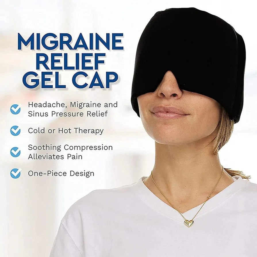 Cooling Gel Migraine Relief Cap – Reusable Hot & Cold Therapy Headache Relief Mask - Free Shipping