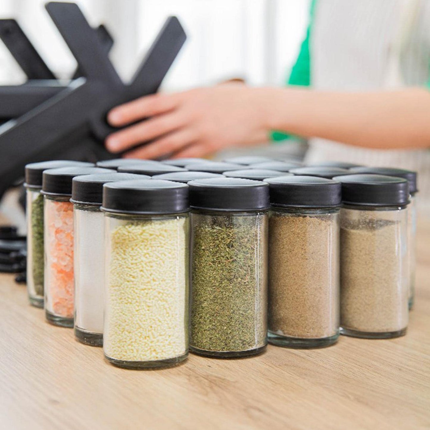 Ferris Wheel Spice Rack Organizer – 360° Rotating Kitchen Seasoning Holder with Glass Jars